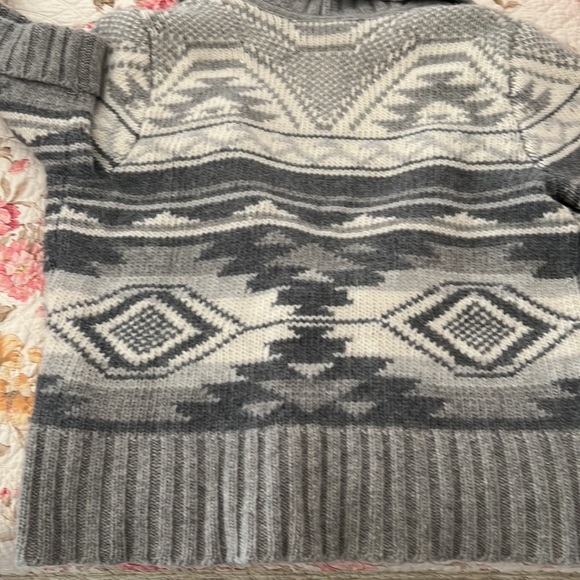 Lauren Ralph Lauren southwestern blanket pattern sweater vest grey ivory M - Picture 6 of 6